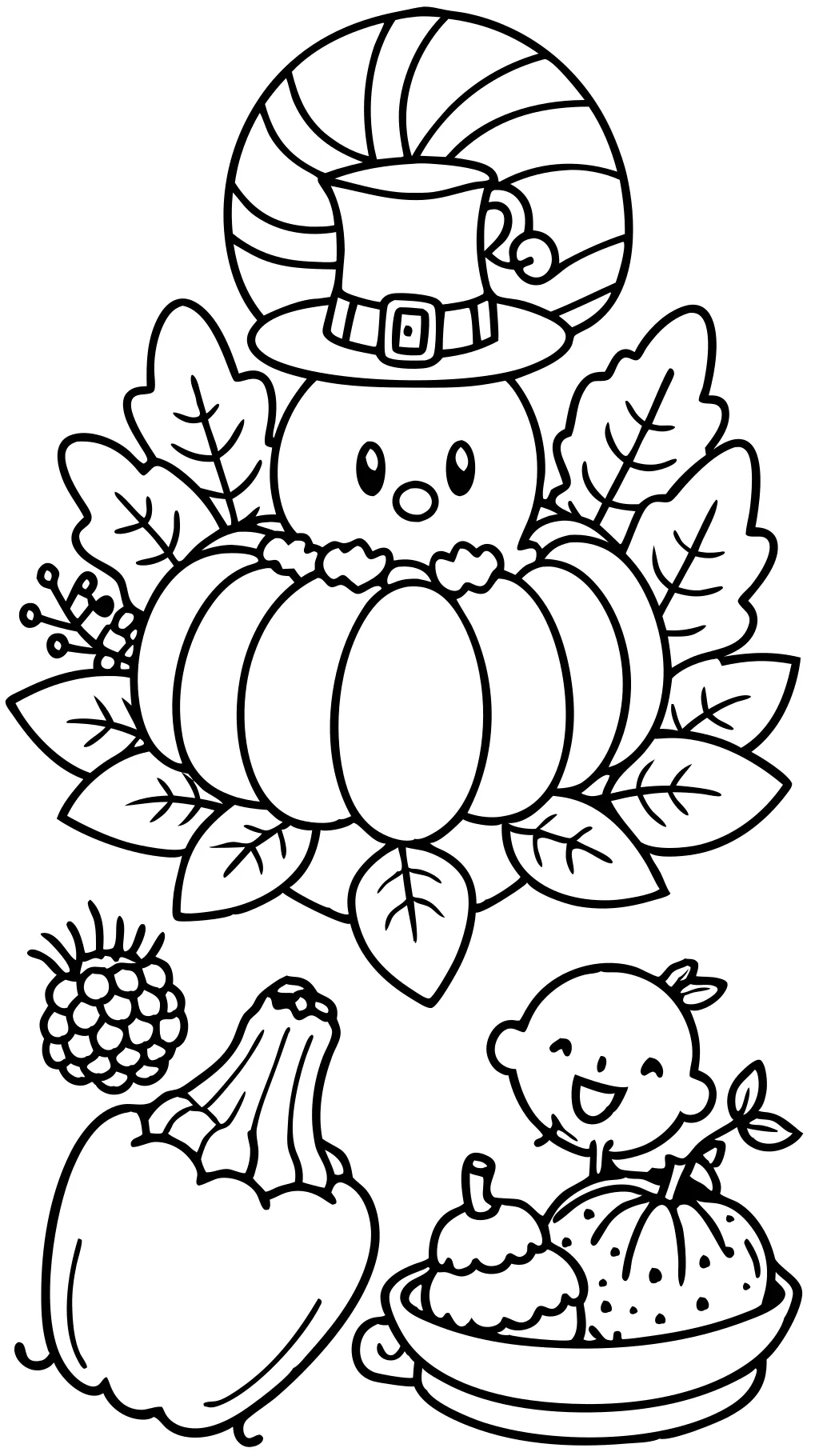 Pages couleurs de Thanksgiving pour les enfants imprimables